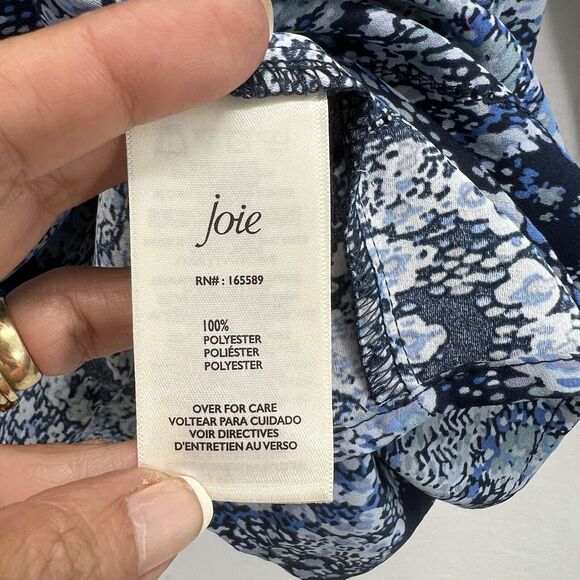 Joie Peasant Top Women Size XXL Blue Tie Neck Blouse Tunic Parisian Paisley - Picture 8 of 12